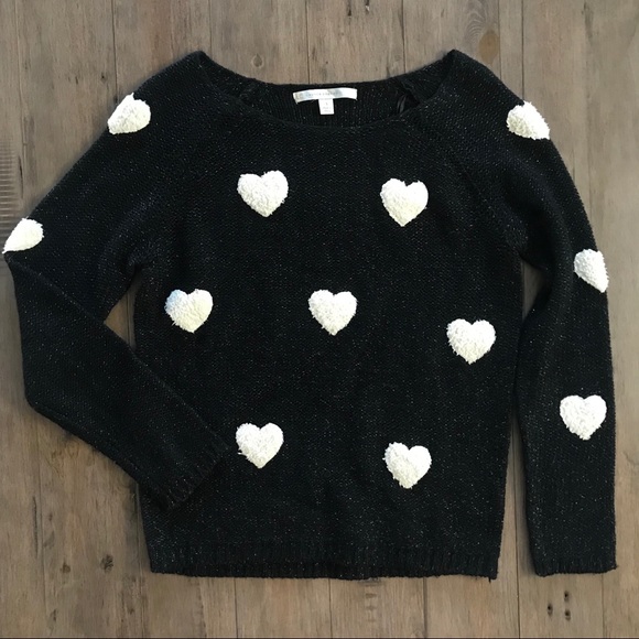 LC Lauren Conrad Sweaters - LC Lauren Conrad | Black & White Heart Sweater D
